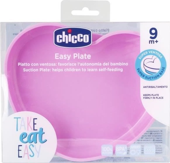 Chicco CHICCO-Inimă din Silicon cu Ventuză - Roz - 9m+