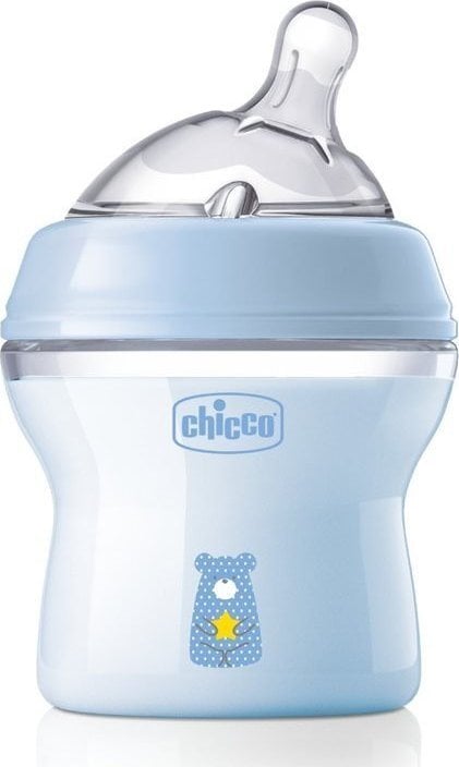 Chicco CHICCO_NaturalFeeling Flacon din plastic 150ml cu tetina de silicon flux lent 0m+ Albastru