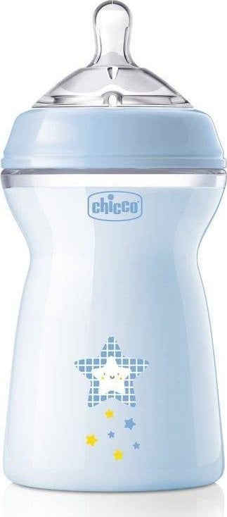 Chicco CHICCO_NaturalFeeling Flacon plastic 330ml cu tetina de silicon flux rapid 6m+ Albastru