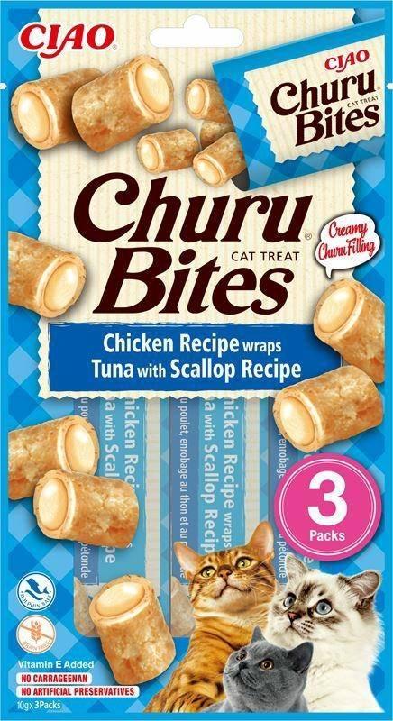 Specialitatea CHURU Bites cu Ton și Crab, pentru pisici, 3x10g