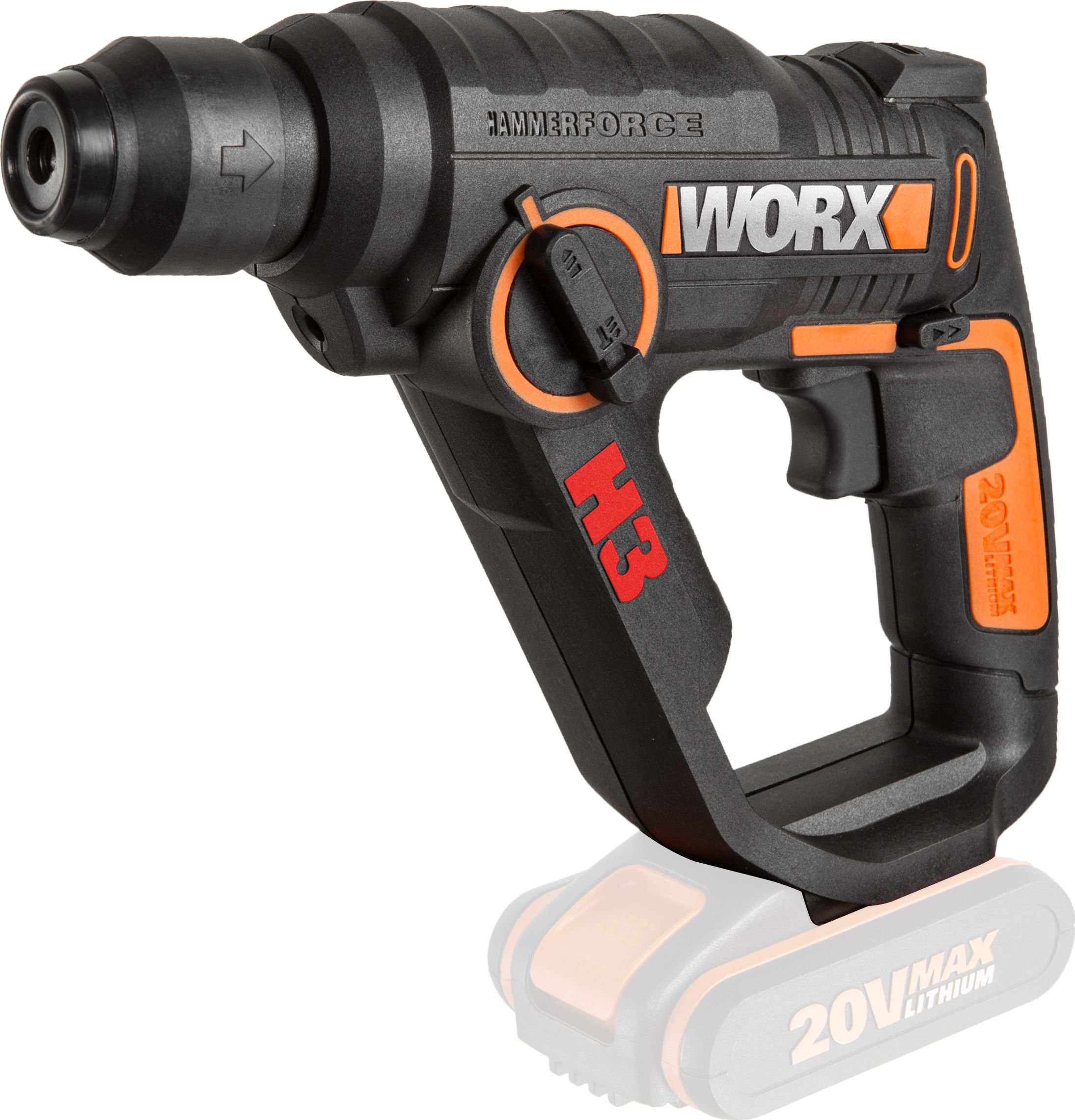 Ciocan rotopercutor fara acumulator Worx WX390.9 H3 20V max. 1,2J SDS-plus