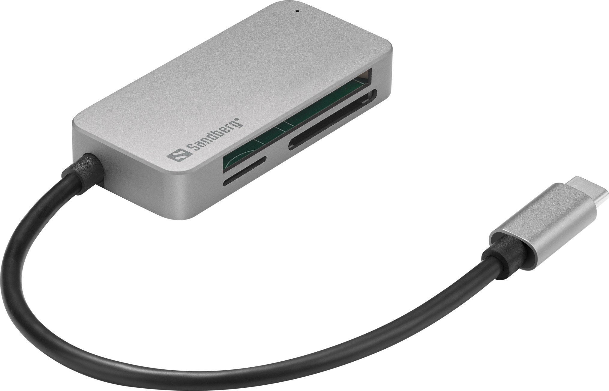 Card reader - Cititor de carduri Sandberg 136 38, USB C microSD, SD, CF, gri