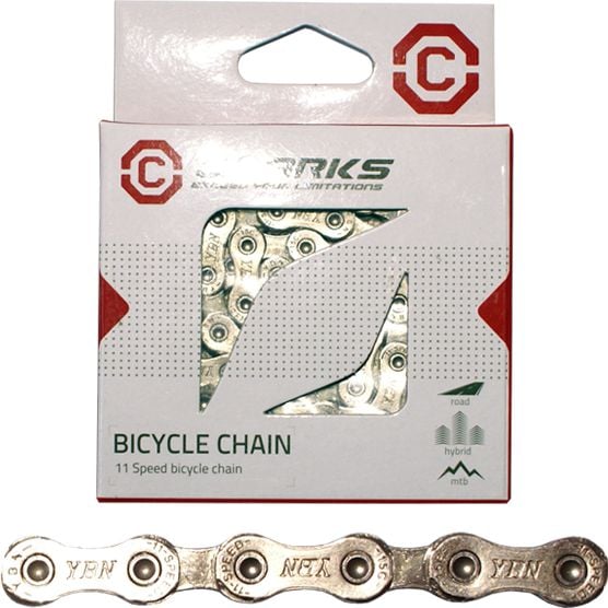 Lanț de bicicletă Clarks YBN C11 SHIMANO CAMPAGNOLO SRAM (11 viteze, CP 1/2`x11/128`, 116 verigi, 5,6 mm, verigă de lanț) Silver Standard