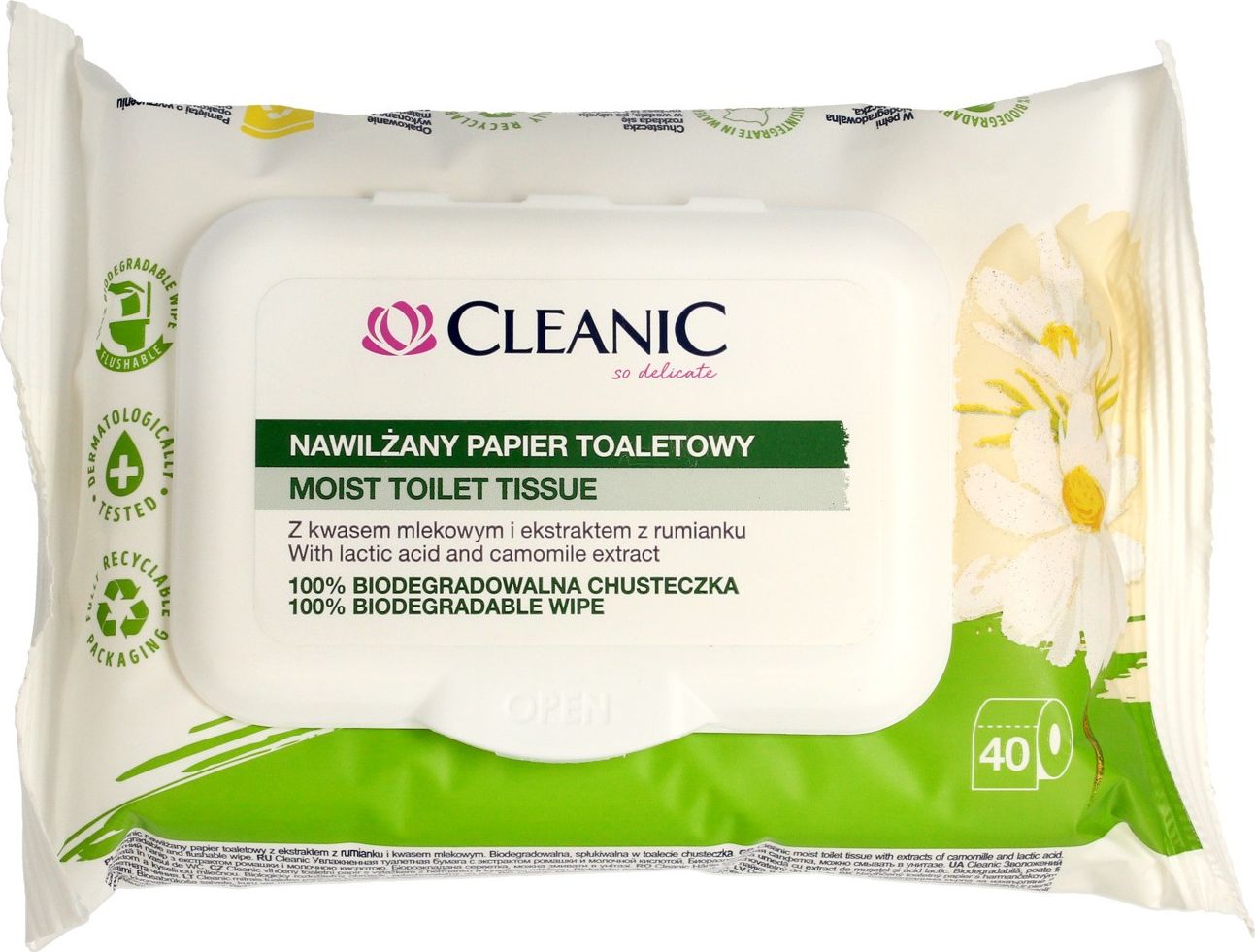 Cleanic Cleanic Hârtie igienică umedă cu extract de mușețel 1buc-40buc