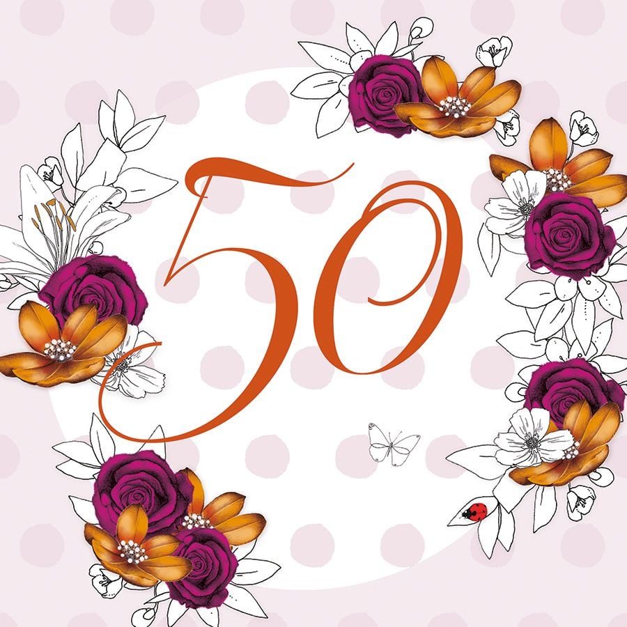Clear Creation Card Swarovski pătrat Ziua de naștere 50 de flori