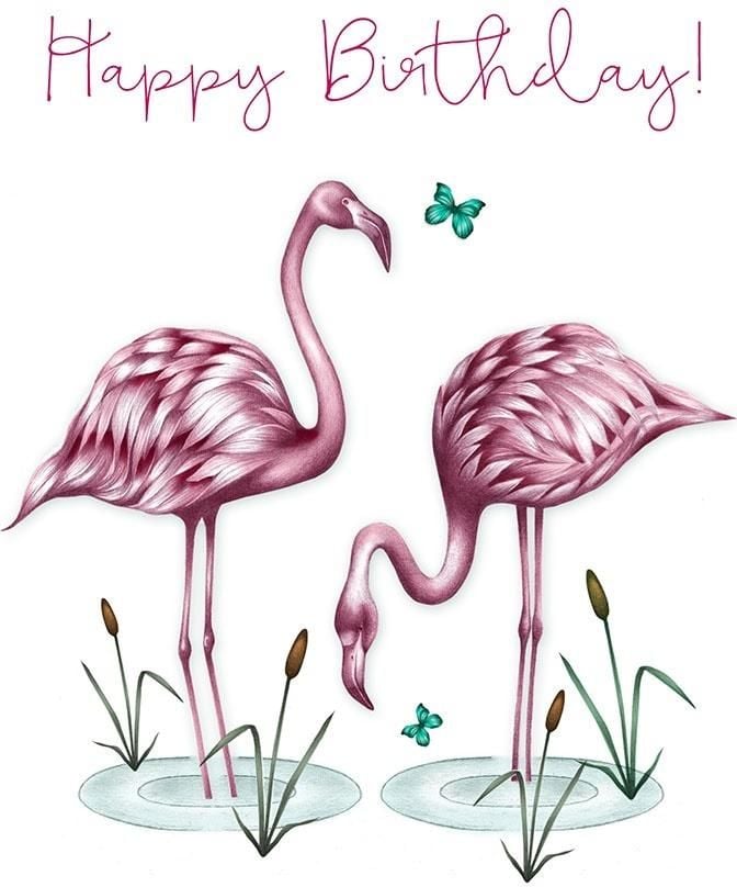 Clear Creation Card Swarovski pătrat CL0302 Ziua de naștere flamingo