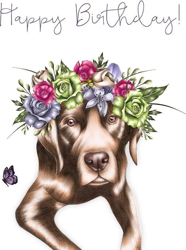Clear Creation Card Swarovski pătrat CL0326 Câine cu flori
