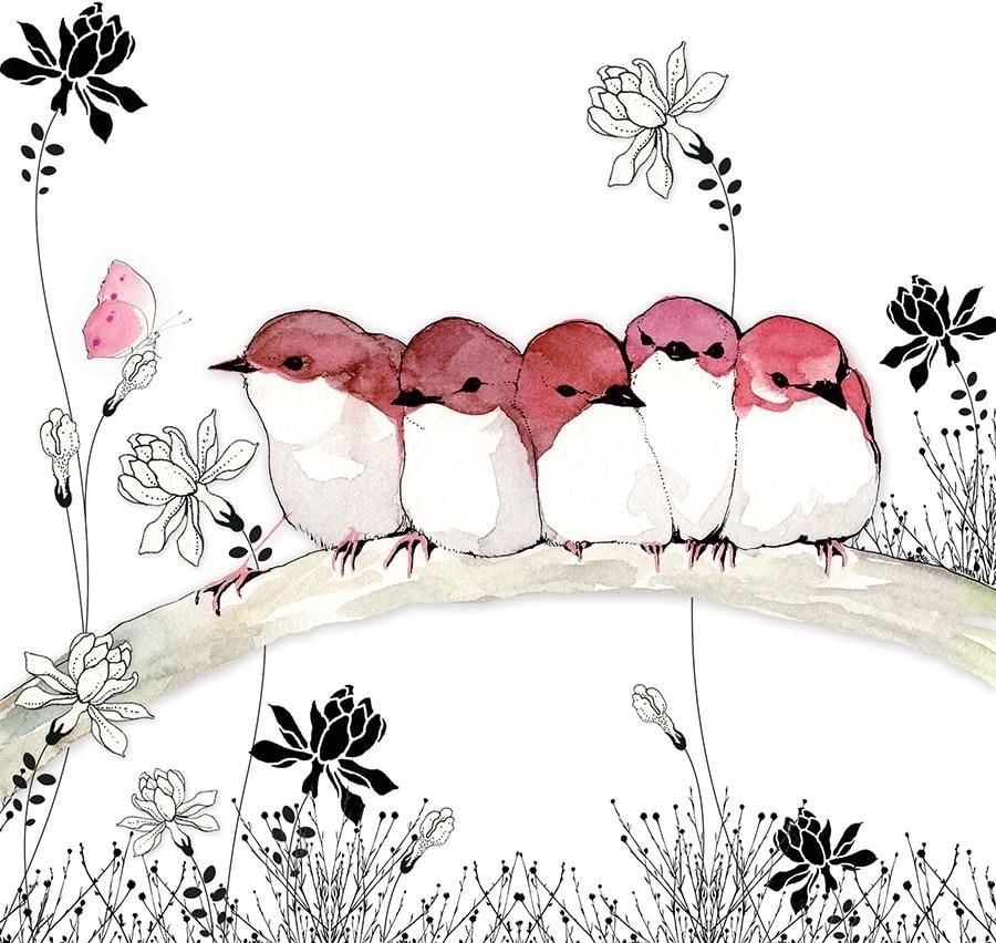 Clear Creation Card Swarovski Square Pink Birds (CL1207)