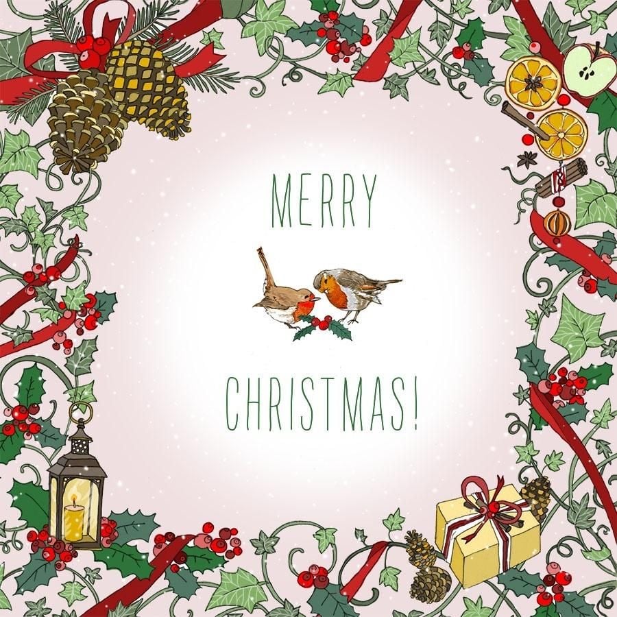 Clear Creation Card Swarovski - pătrat. Păsări de Crăciun