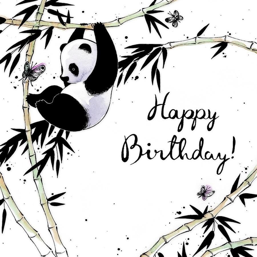 Felicitare de zi de naștere panda pătrată Clear Creation Swarovski (CL2503)