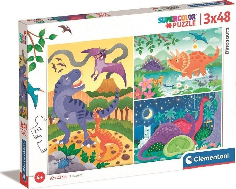 Clementoni CLE puzzle 3x48 SuperColor Dinosaurs 25288
