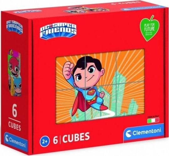 Set 6 Puzzle-uri cu 12 Cuburi Clementoni, DC - Super Friends