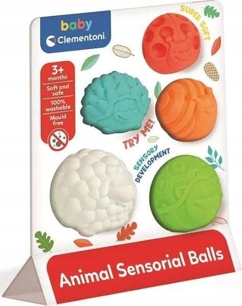 Set 5 bile colorate Clementoni Animal Sensorial Balls