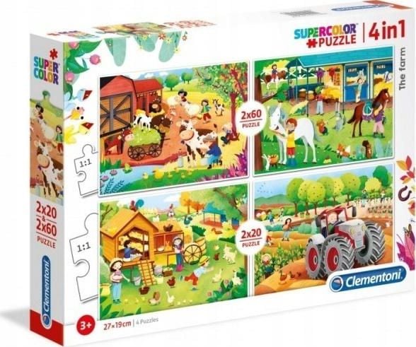 Clementoni Puzzle 2x20 + 2x60 Elemente Super Color - Fermă