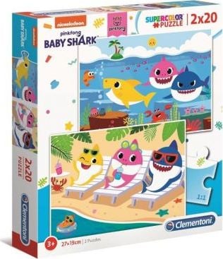 Puzzle Clementoni SuperColor - Baby Shark, 2 in 1, 2x20 piese