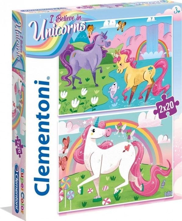 Puzzle 2 in 1 Clementoni - I believe in unicorns, 2x20 piese