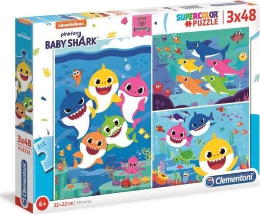 Puzzle Clementoni 3x48 piese Baby Shark