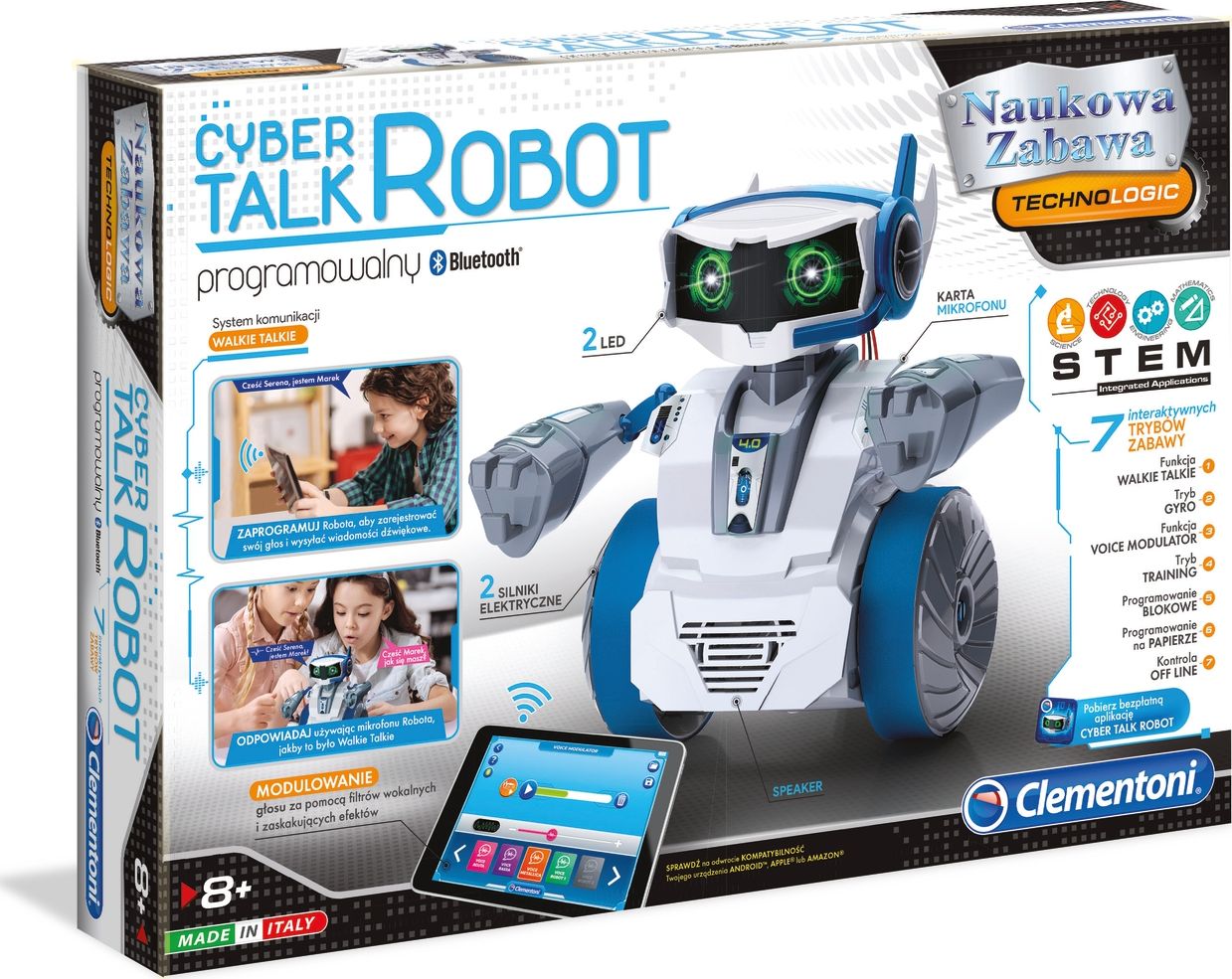 Clementoni Talking Cyber ​​​​Robot (50122), baiat, de la 3 ani, multicolor, se poate construi in 7 moduri distractive