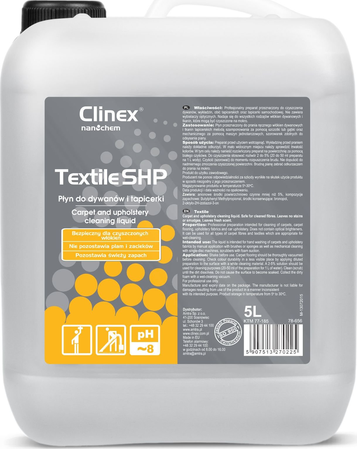 Clinex Lichid de spălat pentru curățarea covoarelor, mobilei și tapițeriei CLINEX Textile SHP 5L Lichid de spălat pentru curățarea covoarelor, mobilei și tapițeriei CLINEX Textile SHP 5L