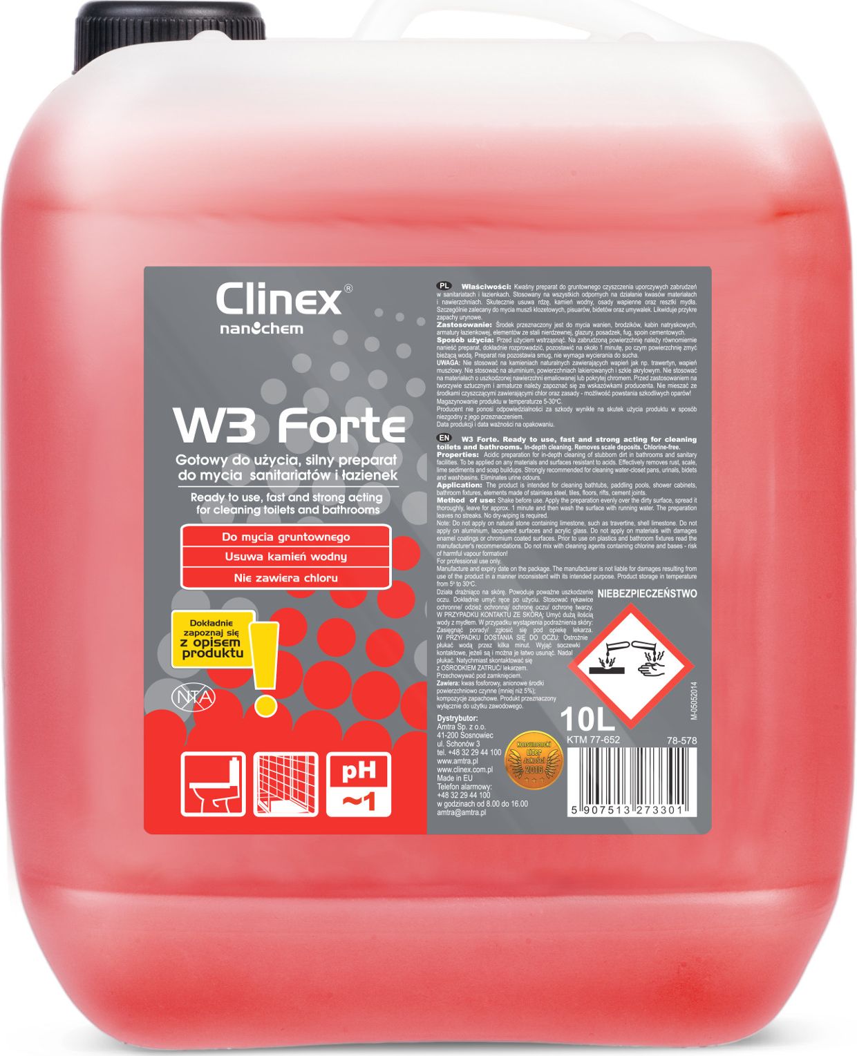 Clinex Detergent pentru vase WC pentru pisoare lavoare elimină mirosurile de urină CLINEX W3 Forte 10L Detergentul pentru vase WC pentru pisoare lavoare elimină mirosurile de urină CLINEX W3 Forte 10L