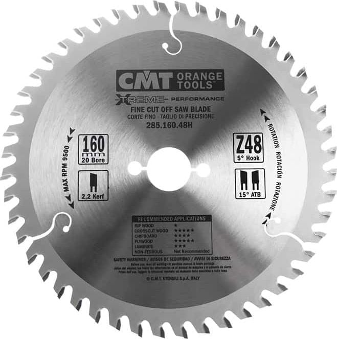 CMT HM ferăstrău D=160 F=20 Z=48 K=2,2/1,6 (285,160,48H)