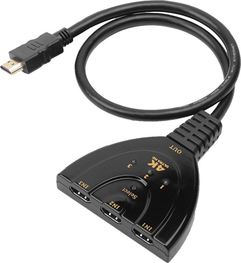 Comutator HDMI Techly cu 3 porturi 3x1 4K*30Hz Pigtail