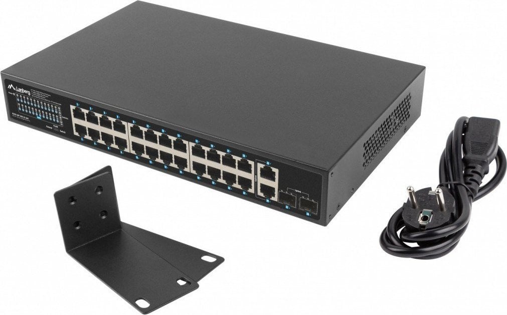 Comutator Lanberg Switch 24x1GB POE+ 2xGB 2xSFP Rack 19&apos;&apos; Gigabit Ethernet 360W