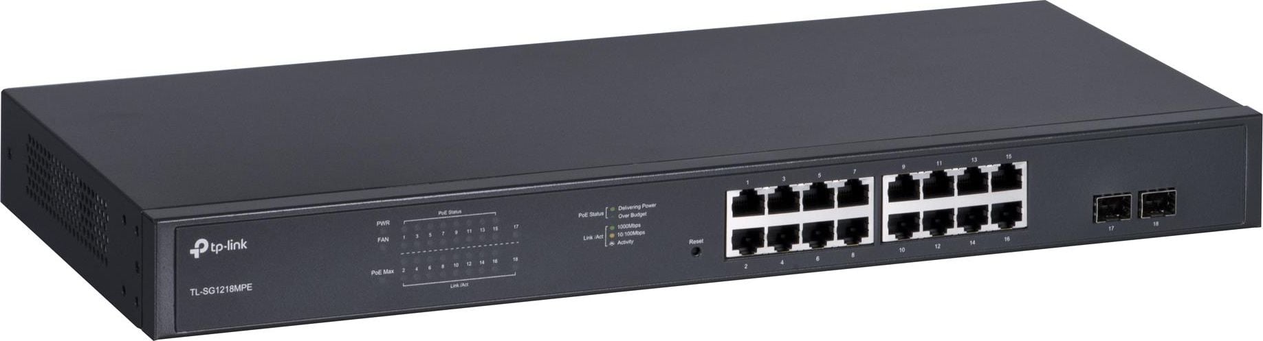 Comutator Switch TP-Link TL-SG1218MPE, Managed, 16 10/100/1000 Mbps RJ45 Ports, 2 Gigabit SFP Ports