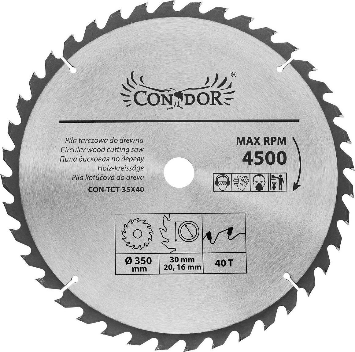 CONDOR CIRCULAR SAW Widia 350 x 30 x 40 DINȚI-TCT-CON 35x40 - CON-TCT-35x40