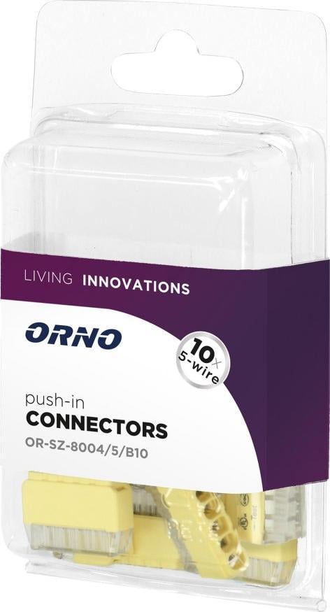 Conector de instalare push-in Orno cu 5 fire; pentru fir 0,75-2,5mm?; IEC 300V/24A; blister cu 10