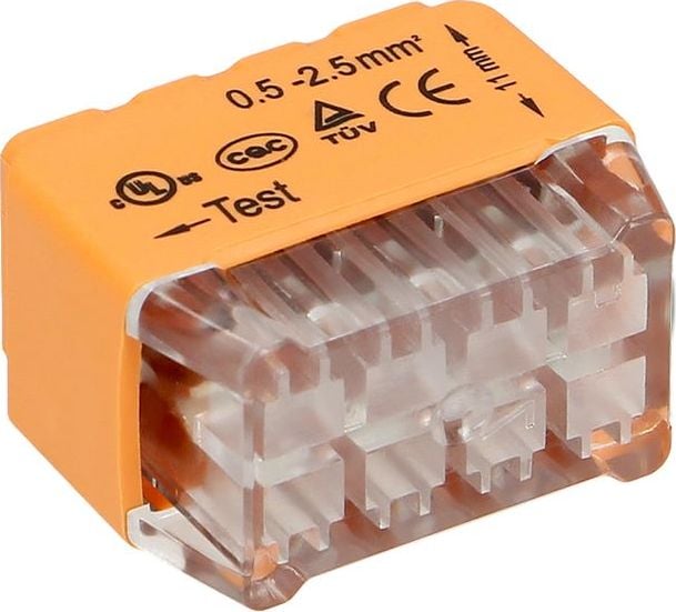 Conector de instalare push-in Orno cu 8 fire; dublu piept; pentru fir 0,75-2,5mm2; IEC 300V/24A; 10 buc. OR-SZ-8004/8/10