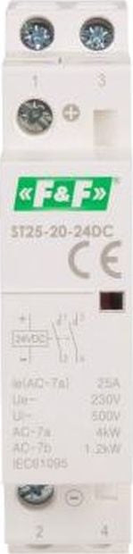 Contacte montate pe șină pentru contactor modular F&amp;F 2xZ 25A 24V DC ST25-20-24DC