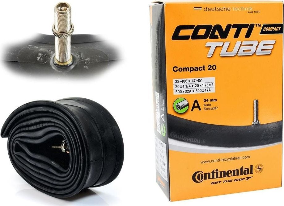 Continental Tube Continental Compact 20&apos;&apos; x 1.25&apos;&apos; - 1.75&apos;&apos; auto valvă 34 mm universal