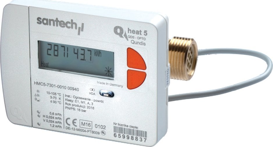 Contor de căldură Santech Santech QHeat5 qp 1,5 m3/h DN15 - alimentare QH5K-000-00-0