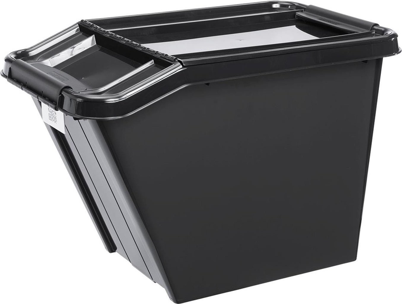 Coș de gunoi Plast Team Container cu capac PlastTeam ProBox Recycle QR 58L înclinat negru