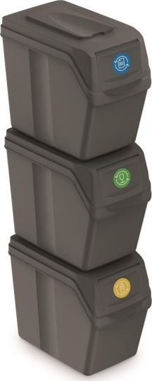 Coș de gunoi Prosperplast Sortibox pentru separare 3 x 20L gri (CEN-68347)