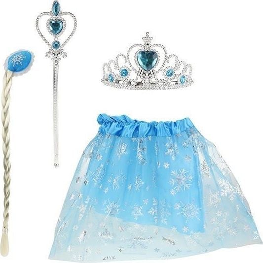 Costum Ice Princess cu Fustita, Diadema si Bagheta magica, Toi-Toys, Albastru