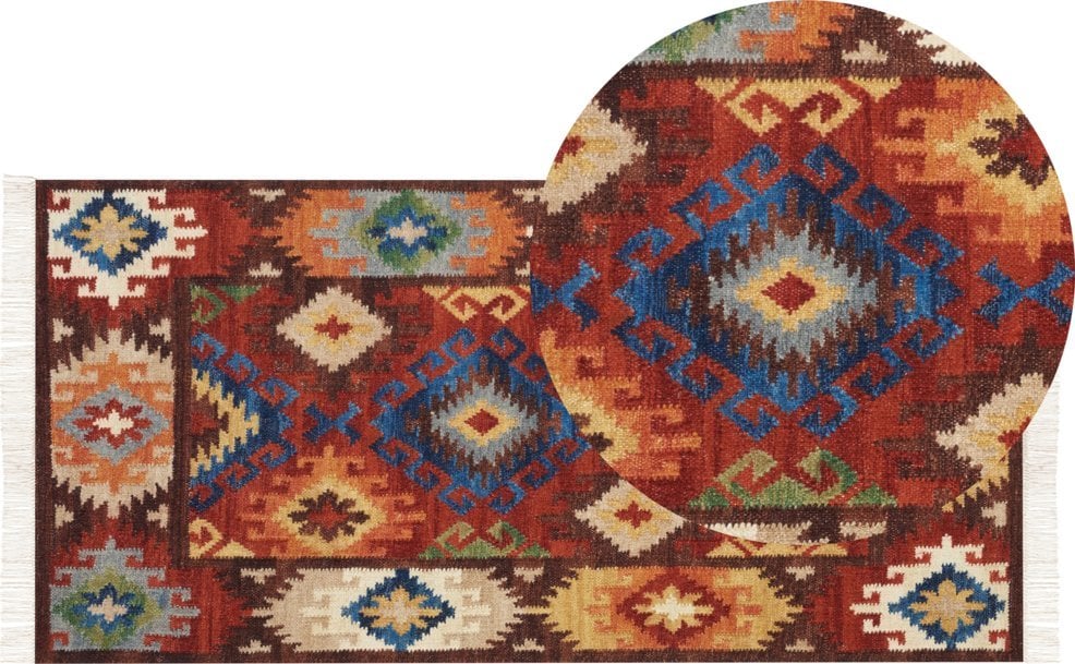 Covor Kilim Lână Beliani 80 x 150 cm Multicolor ZOVUNI Lumarko!