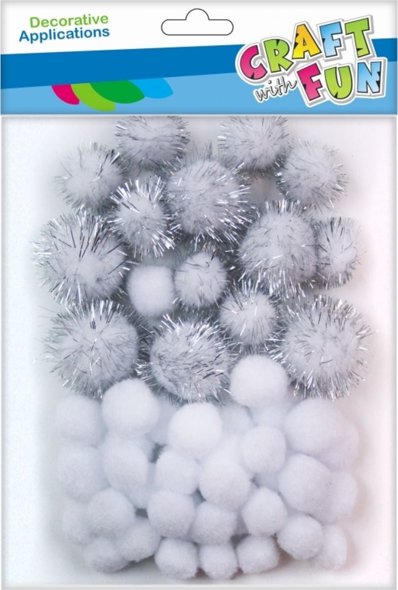 Craft with Fun CF DECORATIV DECORATIV POMPON 50BUC/AMESTEC WHITE BROK 12/144