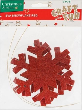 CF BN EVA ORNAMENT SNOWFLAKE RED PK2 12/144