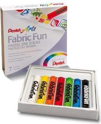 Creioane cerate Pentel Fabric Fun Pastel, 7 culori