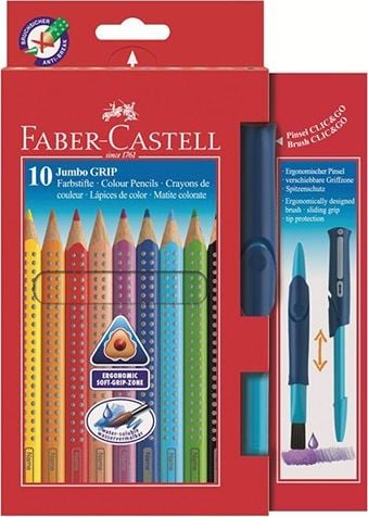Creioane Faber-Castell JUMBO GRIP 10 CULORI + PERIA CLICK AND GO Nr. 10 FABER-CASTELL - 110914 FC