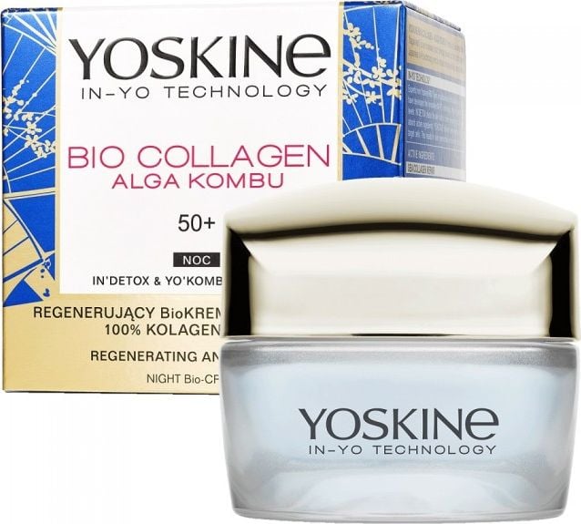 Crema de fata regeneranta si antirid, de noapte, Yoskine Bio Collagen, pentru tenul 50+, 50 ml