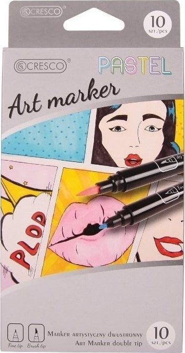 Cresco Marker de artă cu două fețe 10 culori Pastel