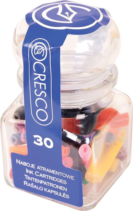 Mine, rezerve si cerneala - Cartușe Cresco Pen mix de culori borcan de 30 de bucăți