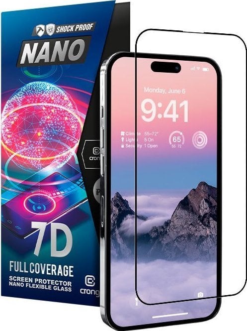 Crong Crong 7D Nano Flexible Glass - Sticlă hibridă 9H care nu se sparge pentru întregul ecran al iPhone 14 Pro Max