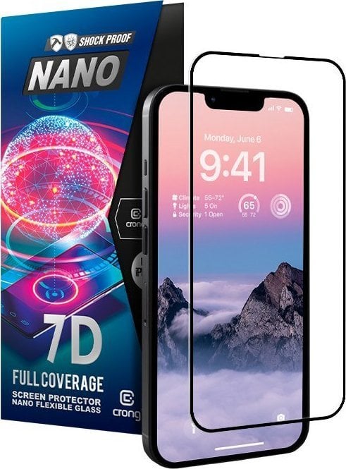 Crong Crong 7D Nano Flexible Glass - Sticlă hibridă 9H care nu poate fi spartă pentru întregul ecran iPhone 14 Pro
