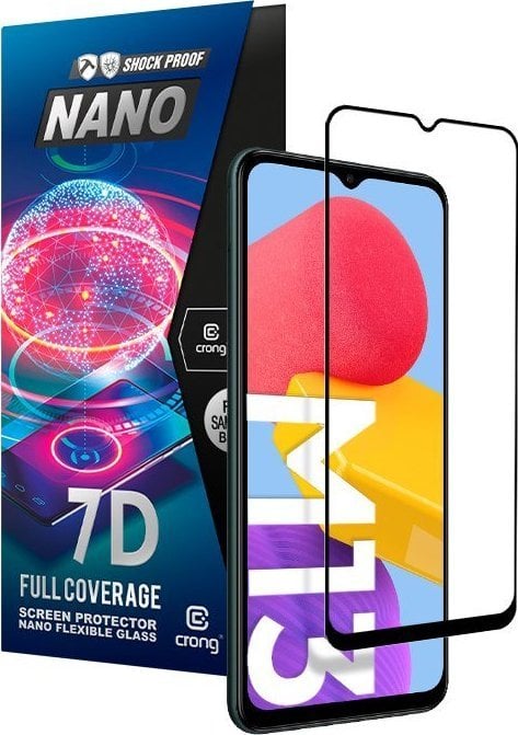 Crong Crong 7D Nano Flexible Glass - sticlă hibridă 9H care nu poate fi spartă pentru întregul ecran Samsung Galaxy M13