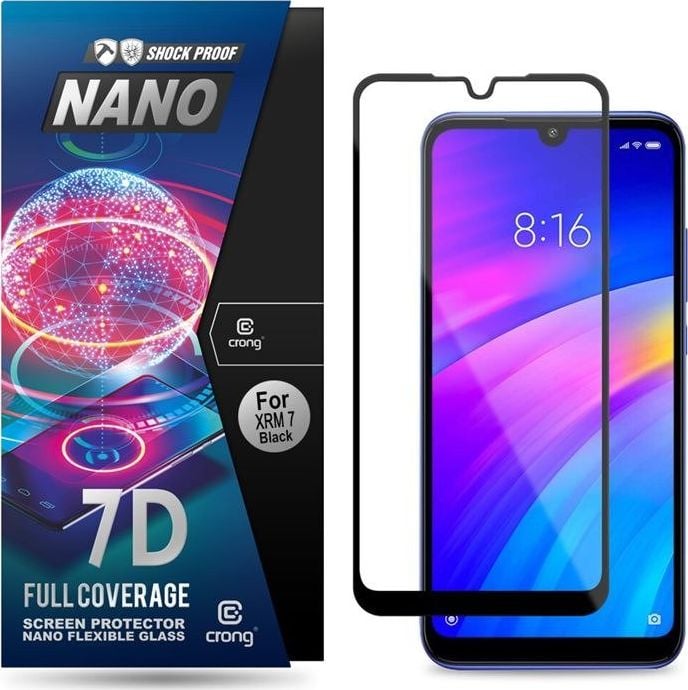 Crong Crong 7D Nano Flexible Glass - sticlă hibridă 9H pentru întregul ecran al Xiaomi Redmi 7 universal