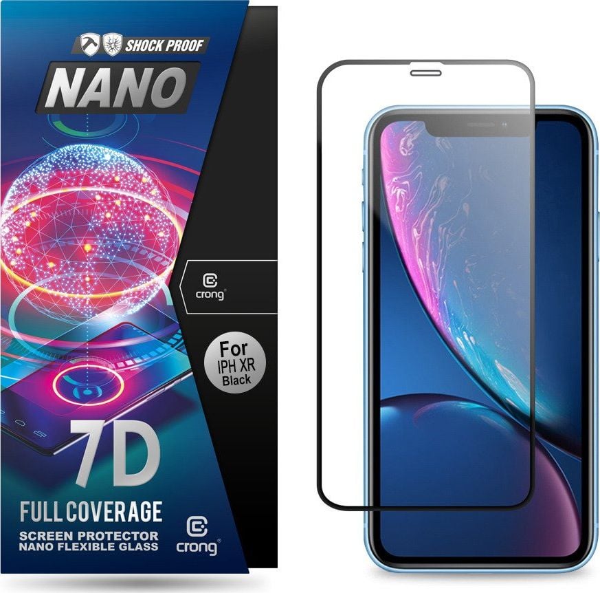 Crong Crong 7D Nano Flexible Glass - sticlă hibridă 9H pentru întregul ecran iPhone 11 / iPhone XR universal